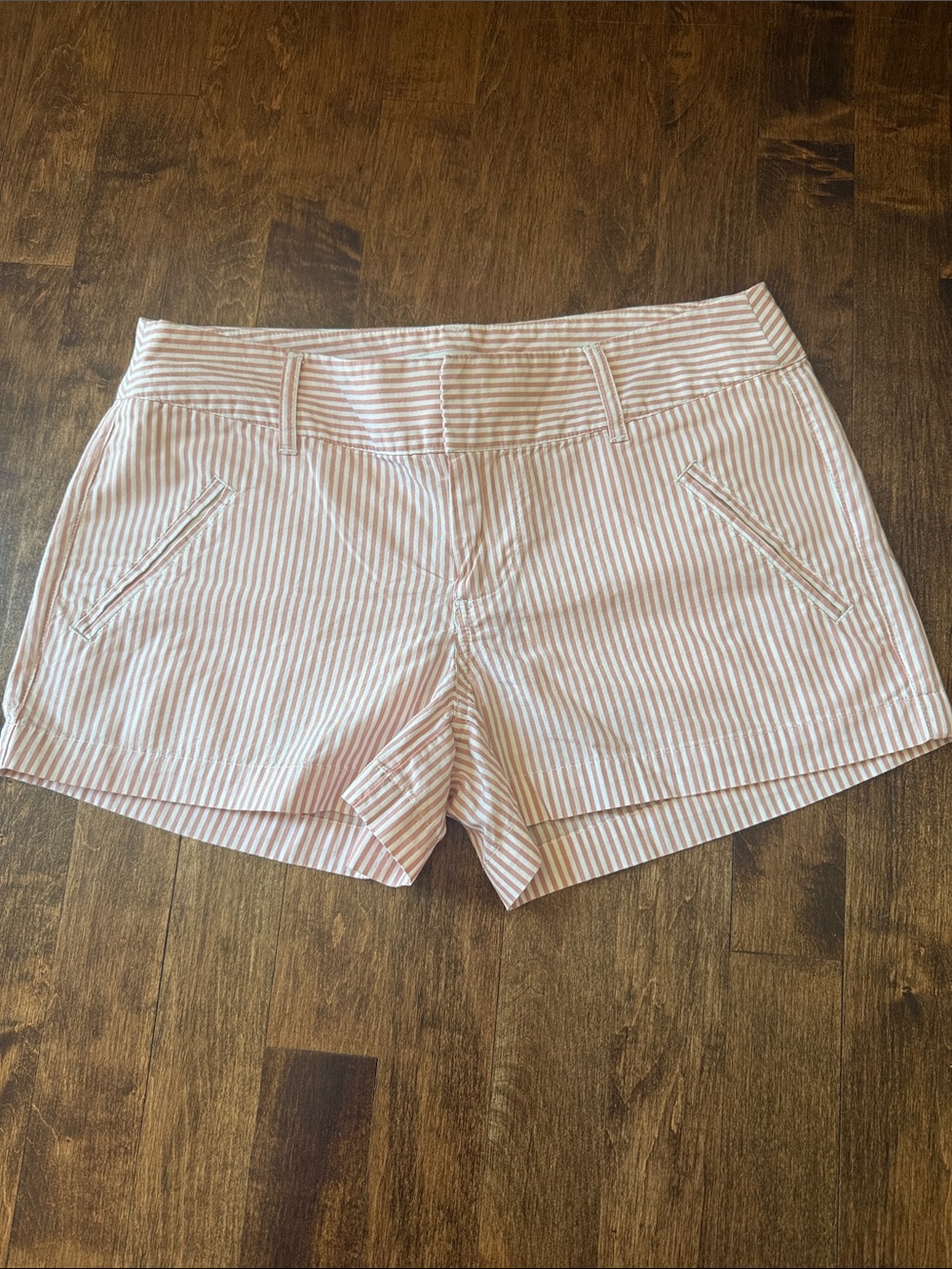 LC Lauren Conrad Pink and White Striped Bermuda Shorts